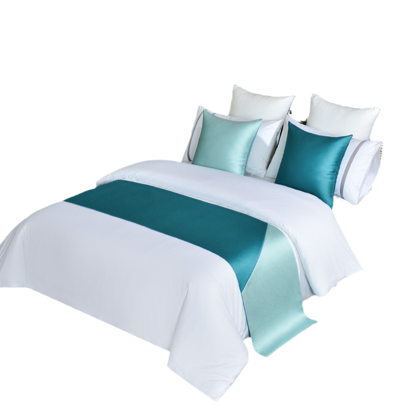 Modern Color Contrast Star Hotel Bed Runner & Pillow