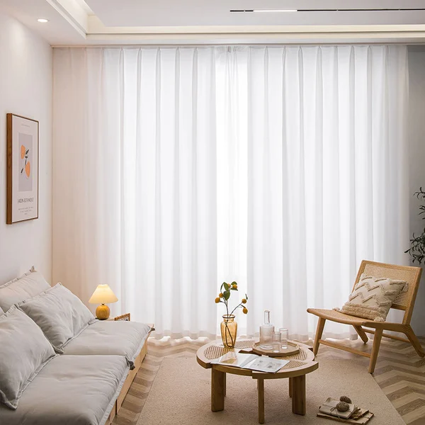 Thickened Fishtail Sheer Curtain with Fishbone Pattern