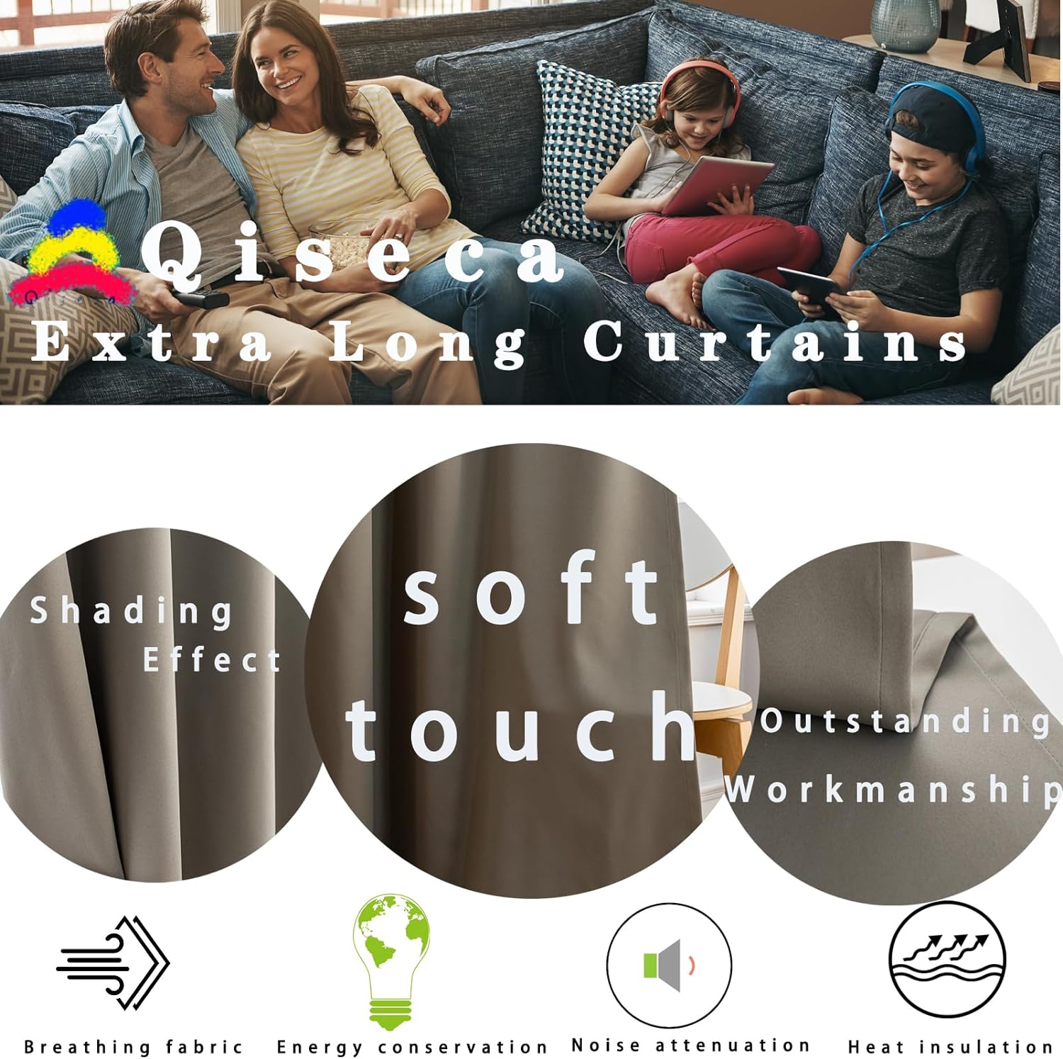 Custom Extra Long Curtains for High Ceilings - Grey Drapes