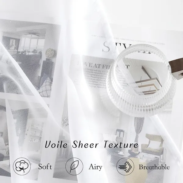 Elegant 96-Inch White Sheer Curtains for Window Treatments