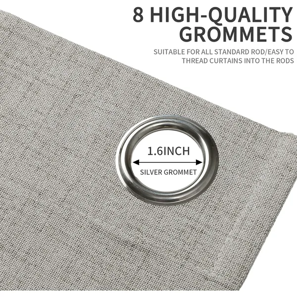 Linen Textured Blackout Curtains 2 Panels Set - Thermal Insulated