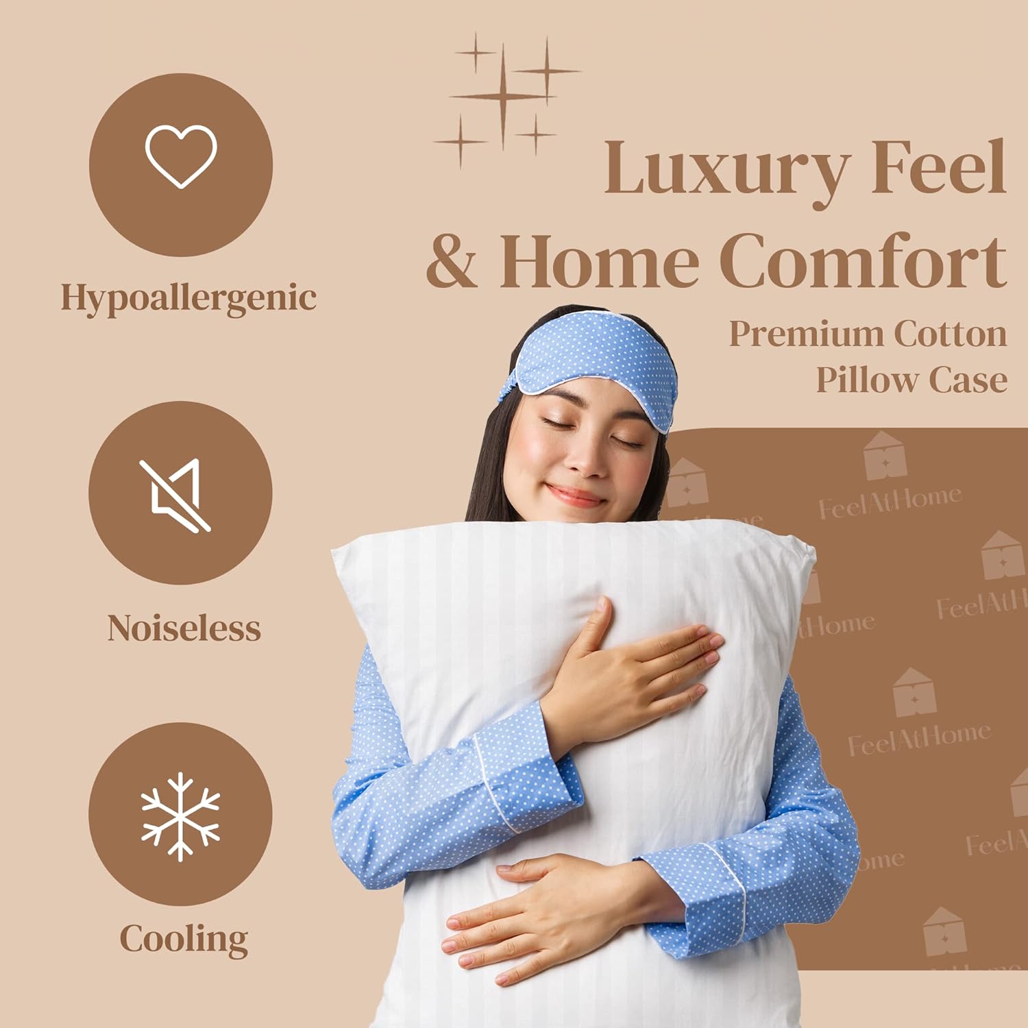 Waterproof 100% Cotton Pillow Protector with Zipper - 20 x 30 Inches
