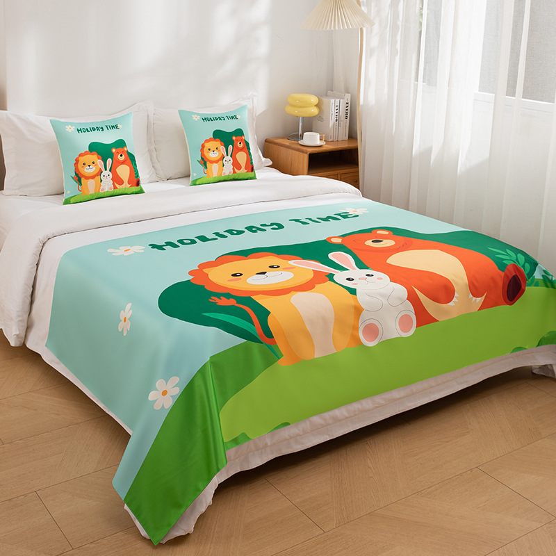 Cartoon Digital Runner Bedspread for Kids