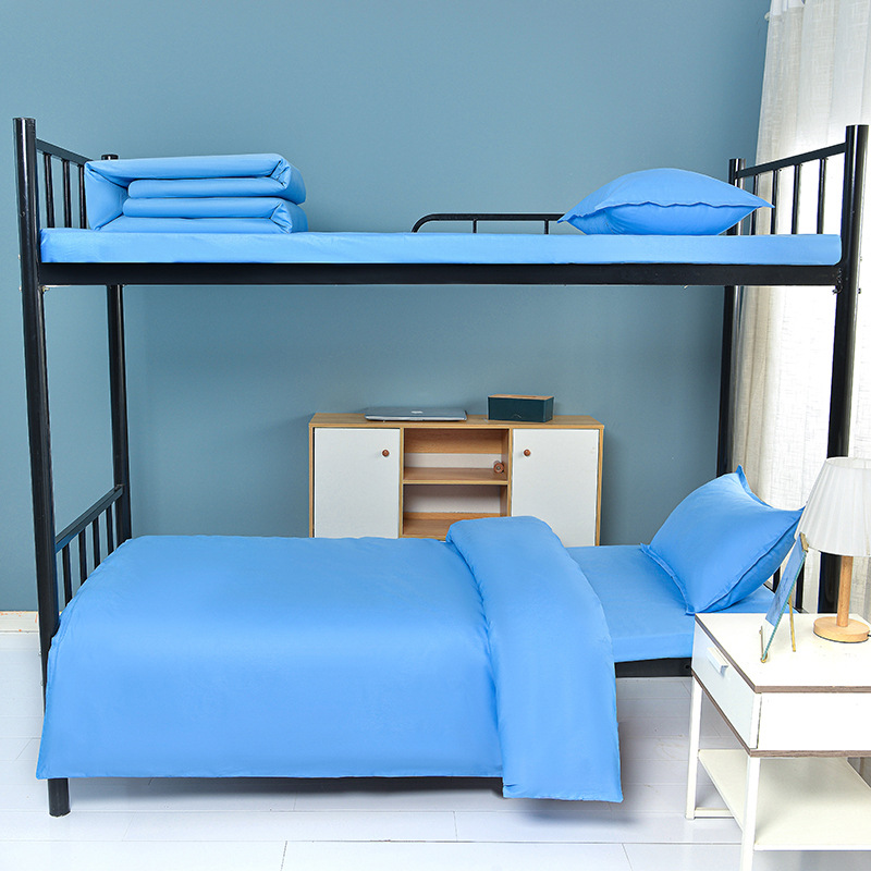 Cotton Three-Piece Quilt Cover Bed Sheet Fire Unit Dormitory Single ding Flame Blue school bedding set
