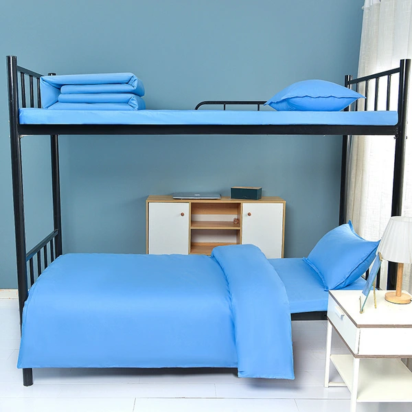 Cotton Three-Piece Quilt Cover Bed Sheet Fire Unit Dormitory Single ding Flame Blue school bedding set