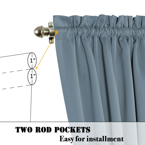 Thick Plain French Door Curtain Rods for Insulation and Shading