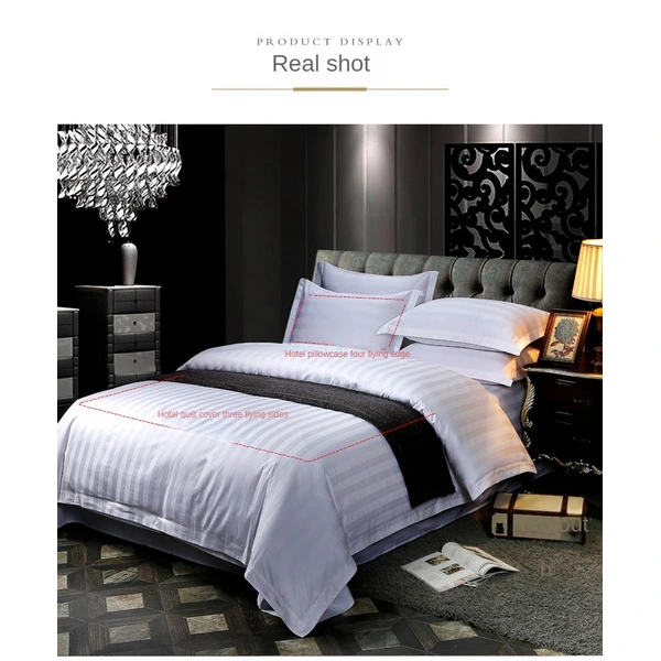 Luxury 4-Piece Satin Stripe Cotton Bedding Set