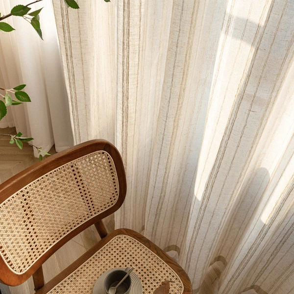 Elegant Japanese Style Striped Silk Sheer Curtain