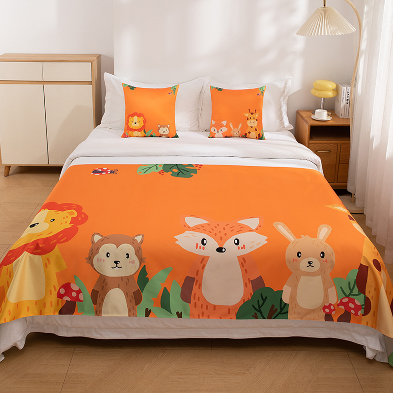 Cartoon Digital Runner Bedspread for Kids