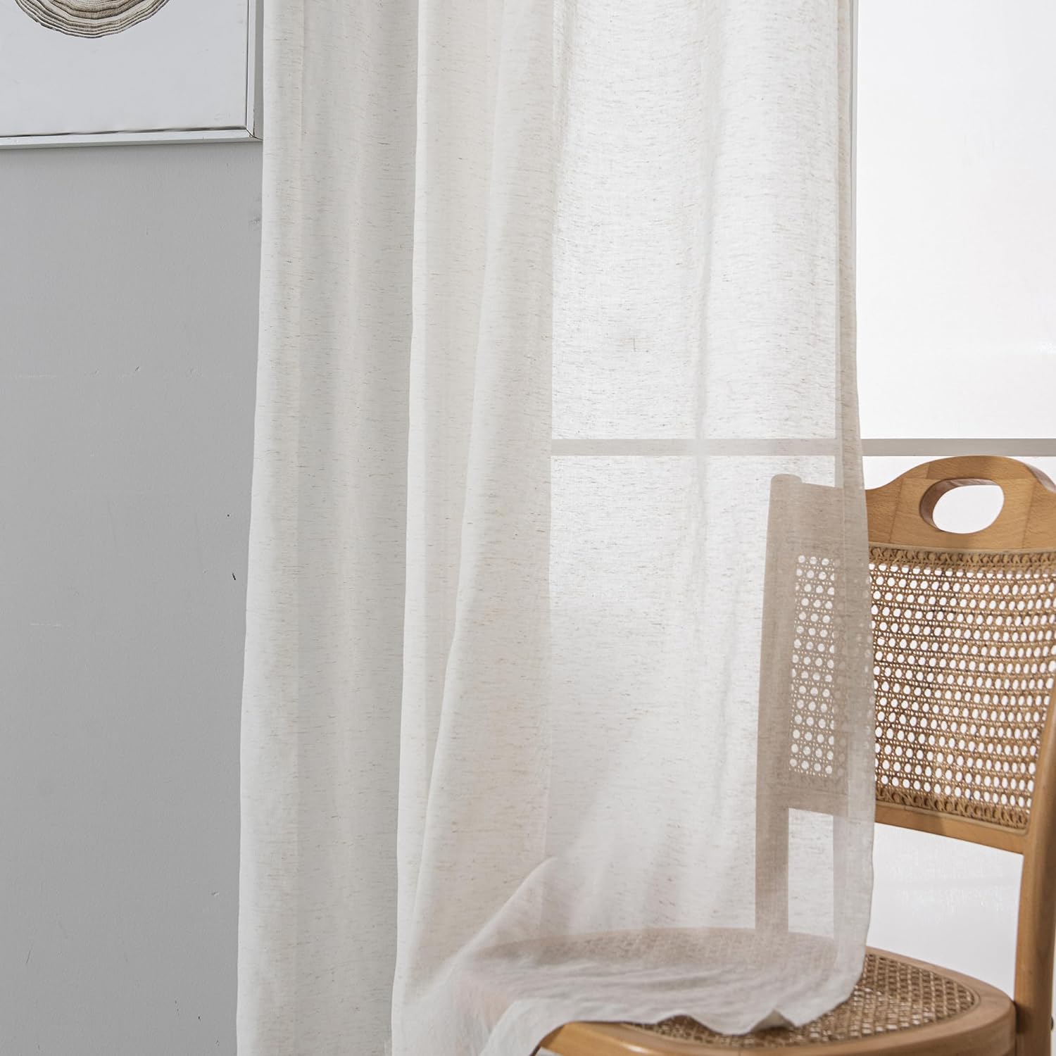Linen Blend Sheer Curtains for Home Decor