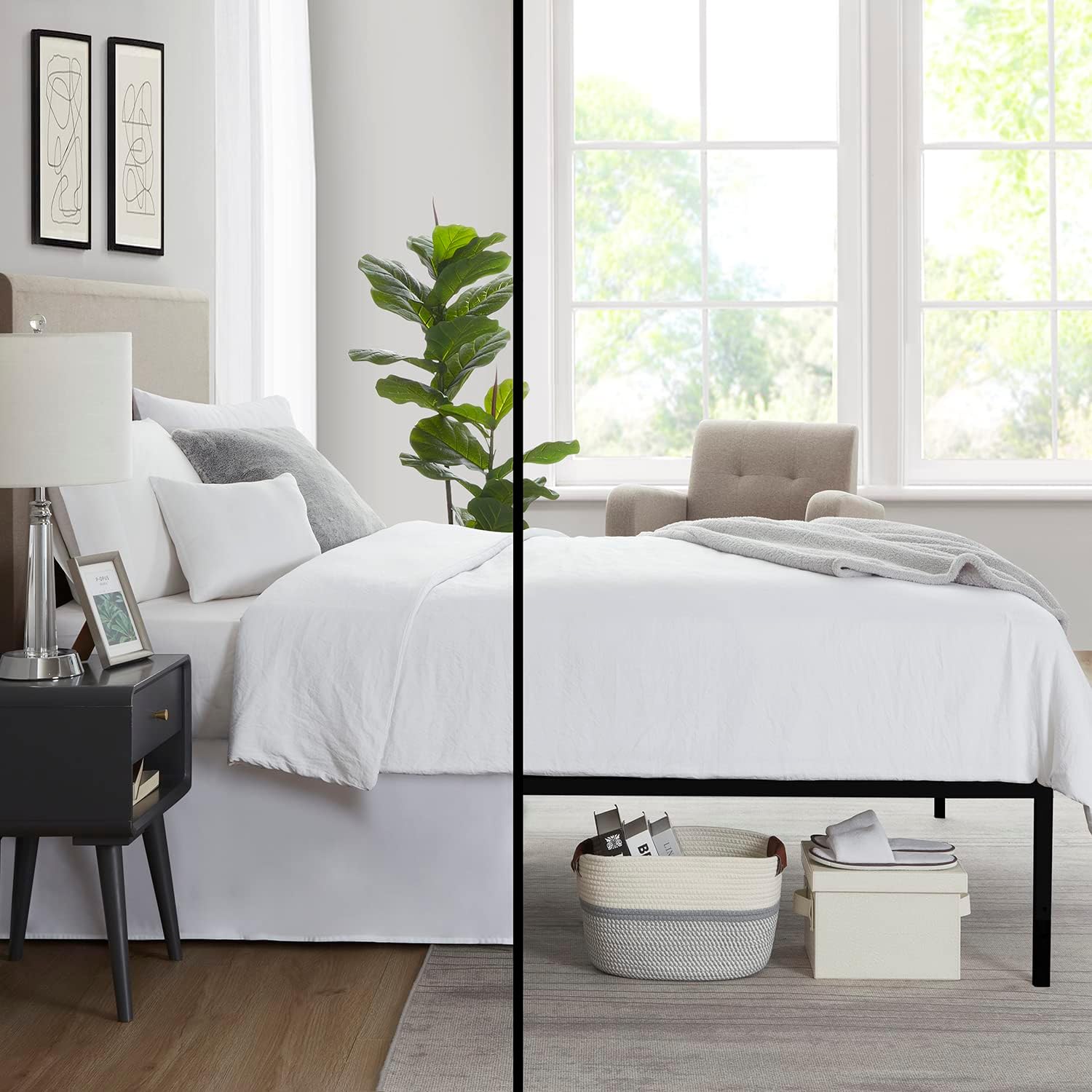 Premium White Bed Skirt 14 Inch Drop Microfiber