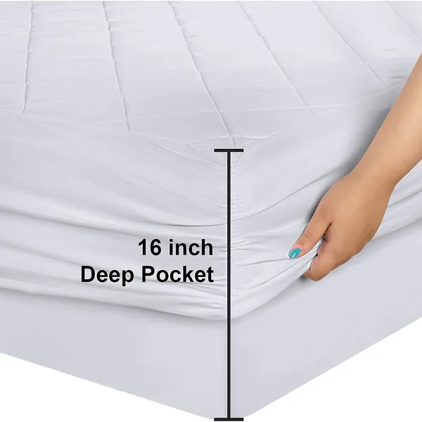 Queen Bedding Quilted Fitted Mattress Pad - Elastic Protector