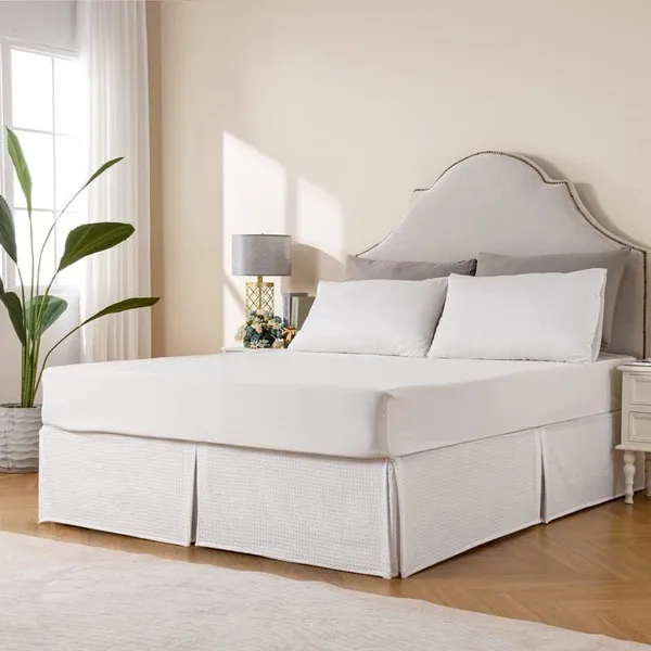 Machine Washable Pleated Waffle Weave Bed Skirt