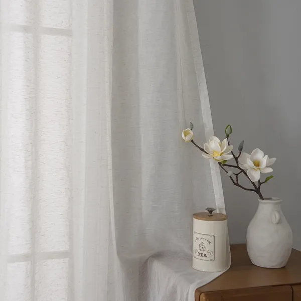 Linen Blend Sheer Curtains for Home Decor