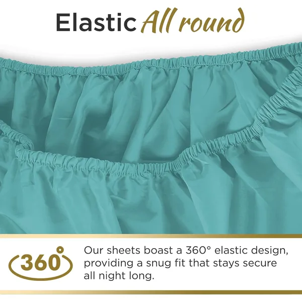 طقم ملاءات سرير مزدوج فائق النعومة من الألياف الدقيقة - أزرق مائي