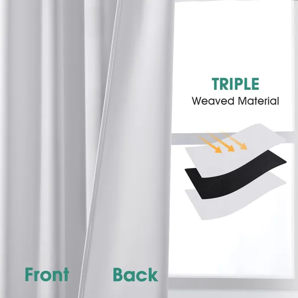 Thermal Insulated Greyish White Blackout Curtains