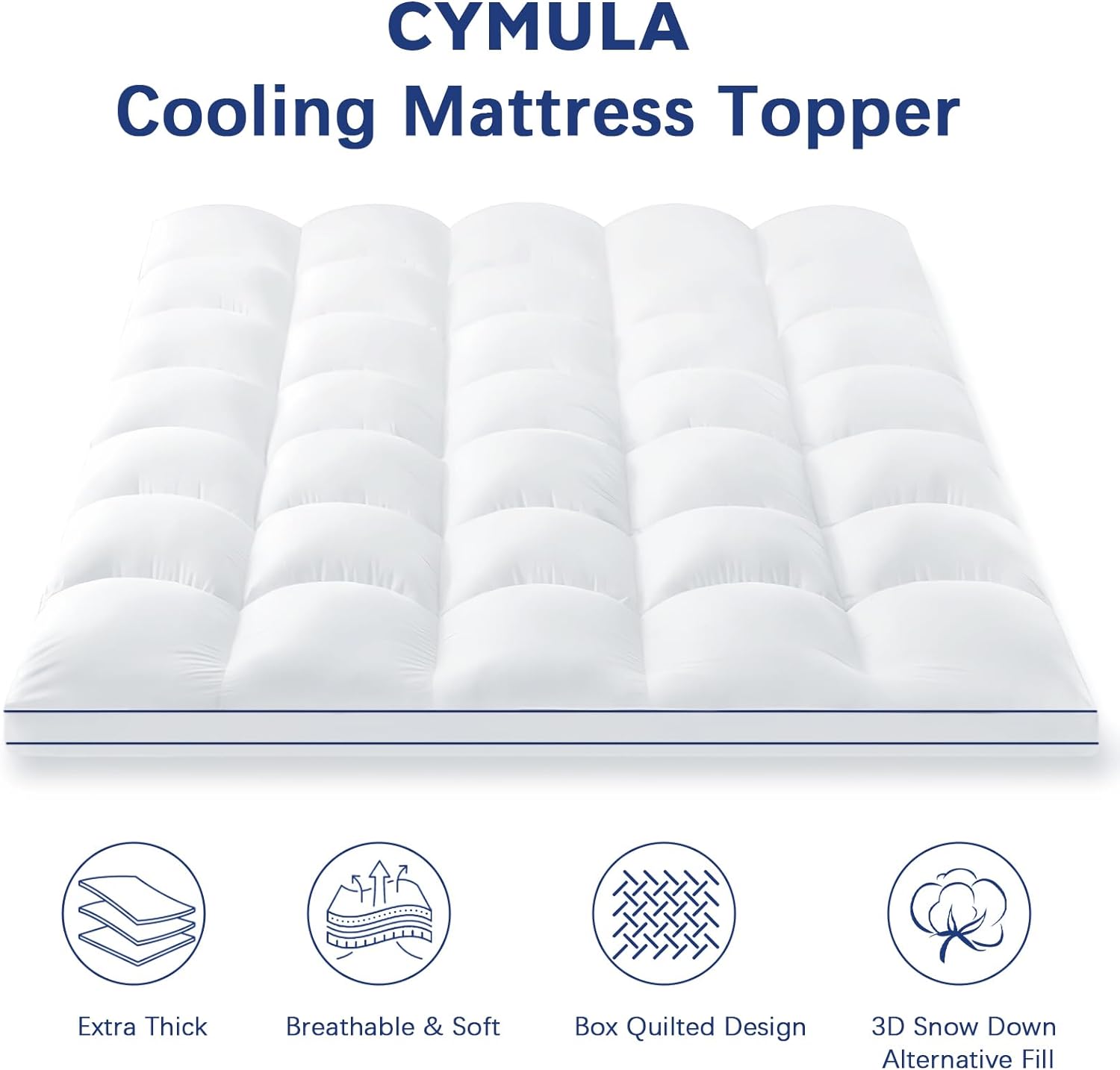 Extra Thick Cooling Mattress Topper with Elastic Deep Pockets