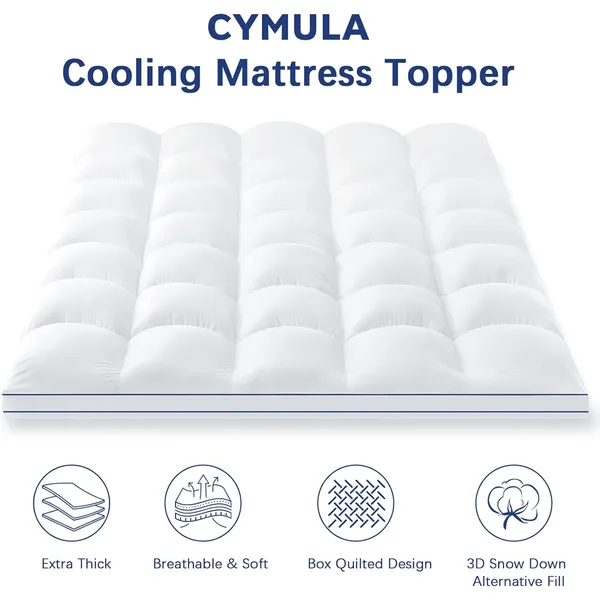 Extra Thick Cooling Mattress Topper with Elastic Deep Pockets