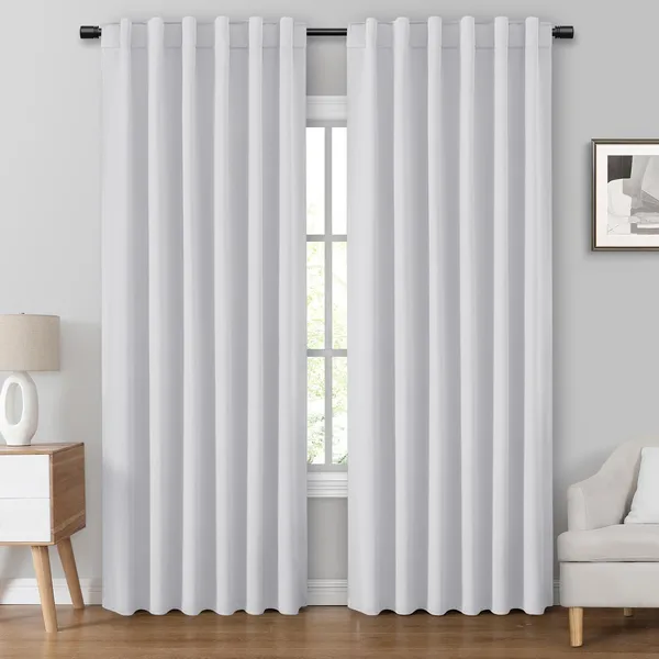 Thermal Insulated Greyish White Blackout Curtains