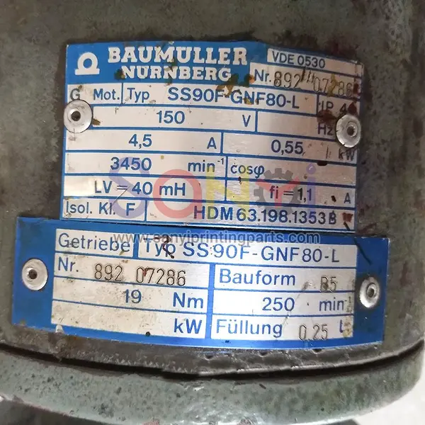 63.198.1353 Heidelberg Original Disassembly 91.198.1353 Offset Machine Water Pan Roller Motor 91.198.1353