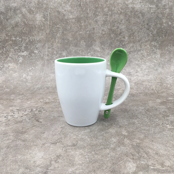 Ceramic mug,Mug with spoon ,Stoneware mug,11OZ mug