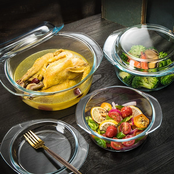 Casserole with lid,Borosilicate Glass,Glass tableware