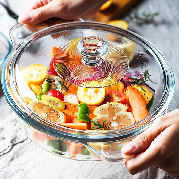 Casserole with lid,Borosilicate Glass,Glass tableware