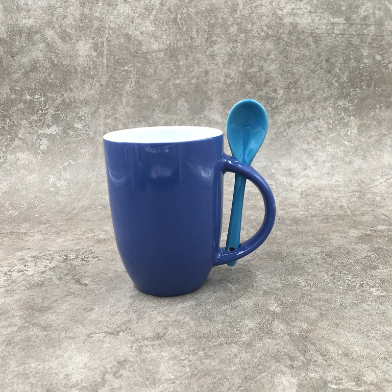 Ceramic mug,Mug with spoon,Stoneware mug,12OZ mug