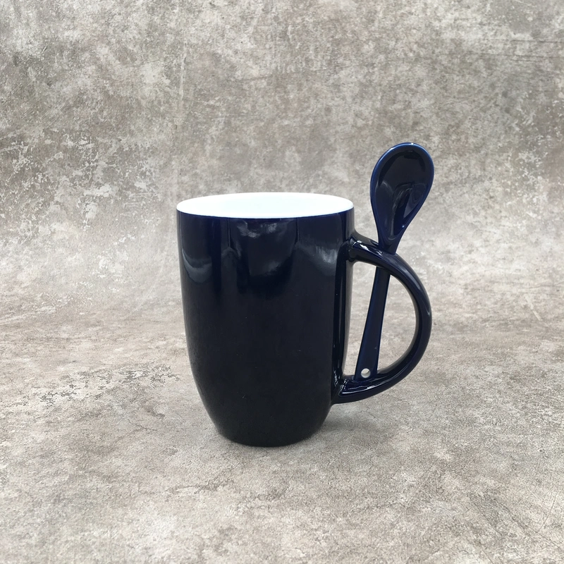 Ceramic mug,Mug with spoon,Stoneware mug,12OZ mug