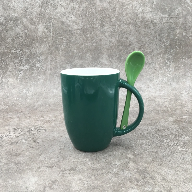 Ceramic mug,Mug with spoon,Stoneware mug,12OZ mug