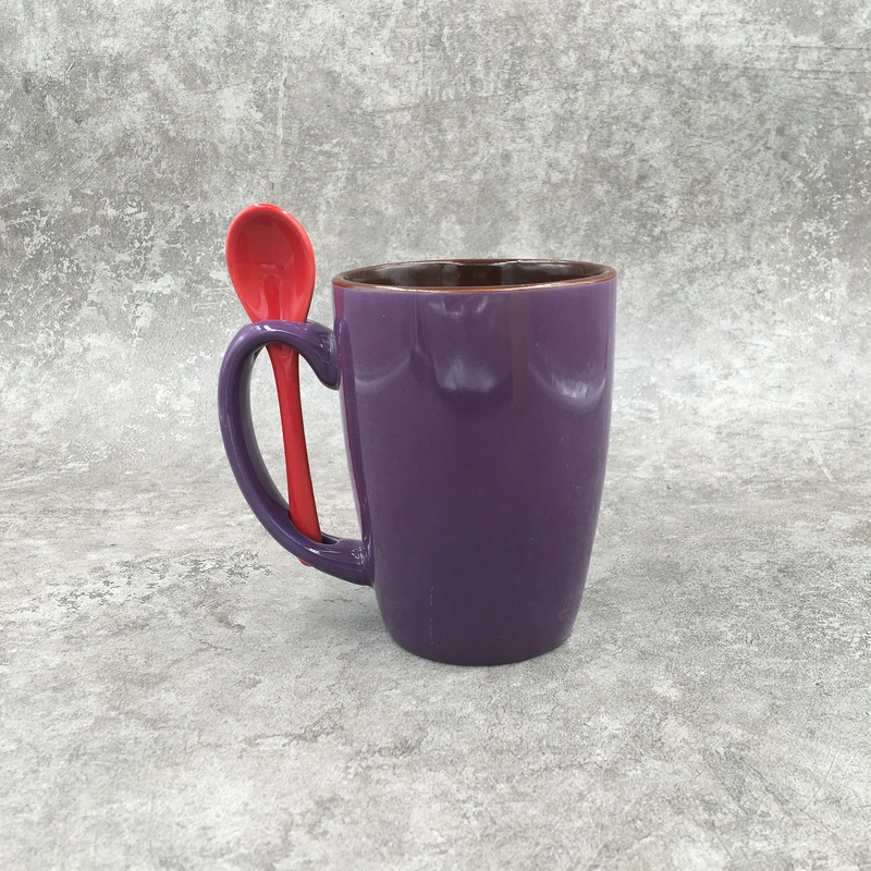 Ceramic mug,Mug with spoon,Stoneware mug,12OZ mug