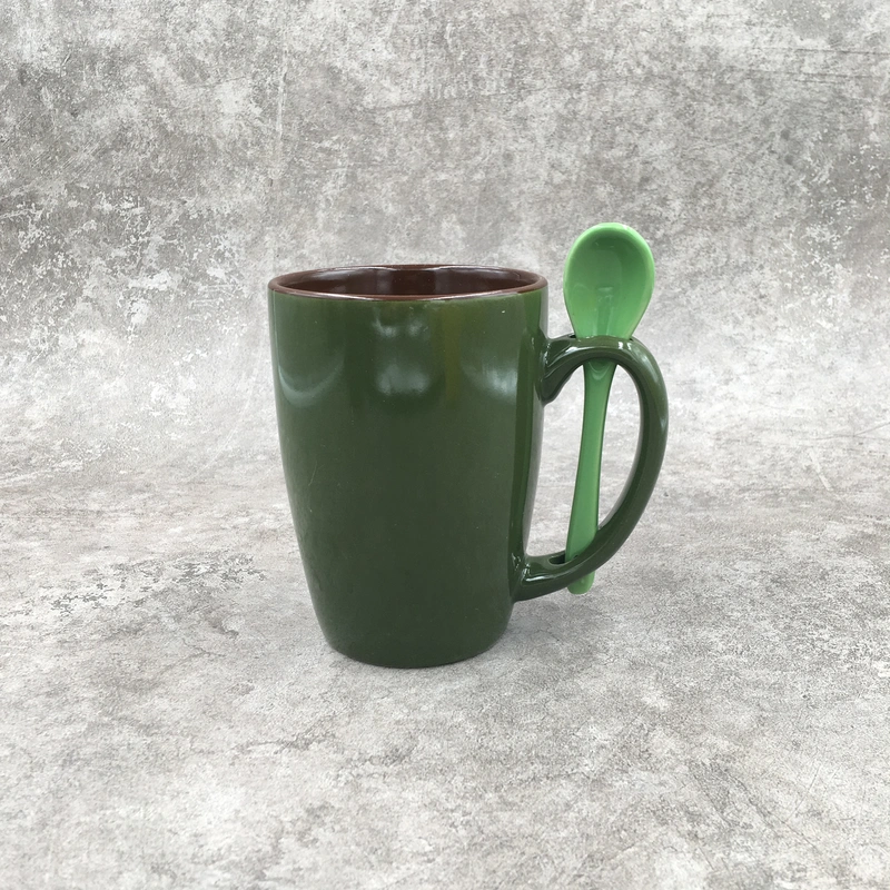 Ceramic mug,Mug with spoon,Stoneware mug,12OZ mug