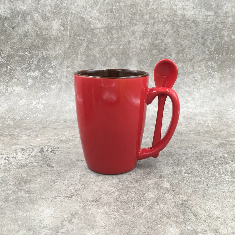 Ceramic mug,Mug with spoon,Stoneware mug,12OZ mug