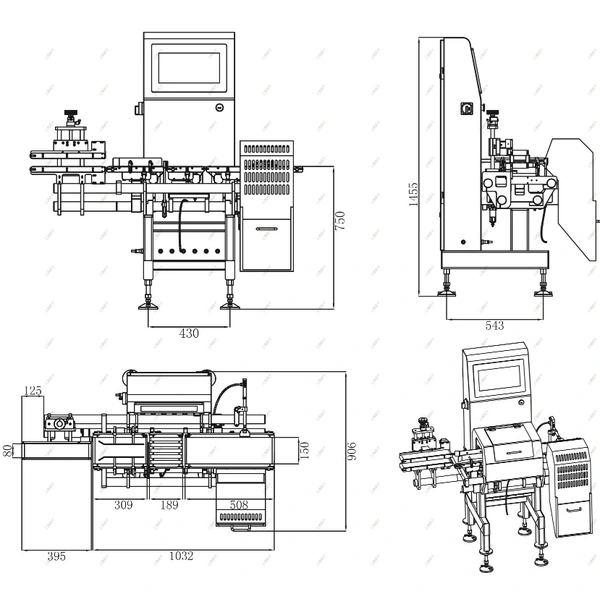 High Speed Automatic Weight Checker Stainless Steel Check Weight Machine
