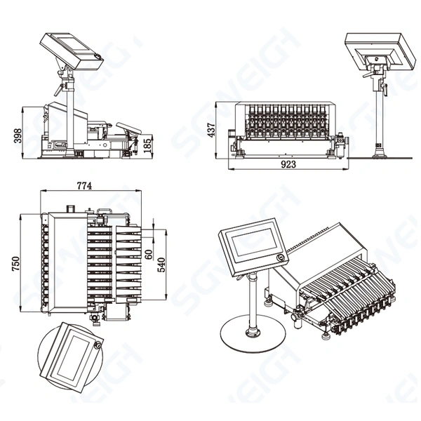 Multi-Line Sachet Checkweigher Multi-Channel High-Efficient 6-line Check Weigher