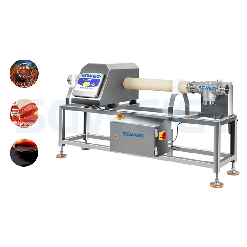 Food Grade Stainless Steel Intelligent Control Sauce Pipe Type Metal Detector Machine