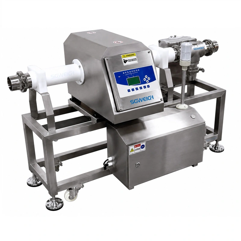 Liquid Sauce Jam In-Line Pipeline Metal Detector Machine with Rejection Outlet Pipe