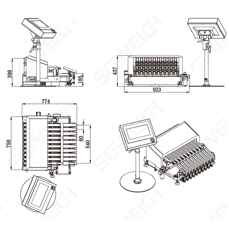 High Performance Online Automatic Strip Bag Multi-track Check Weigher