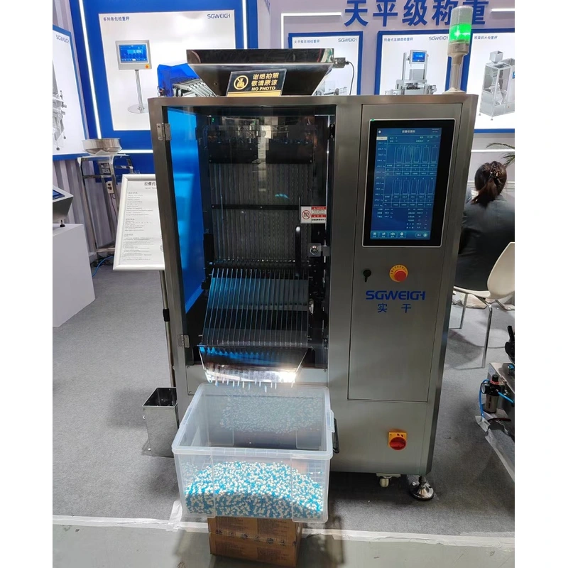 Pharmaceutical Checkweigher Connected to Tablet Press and De-duster - Tablets and Capsules Weight Inspection