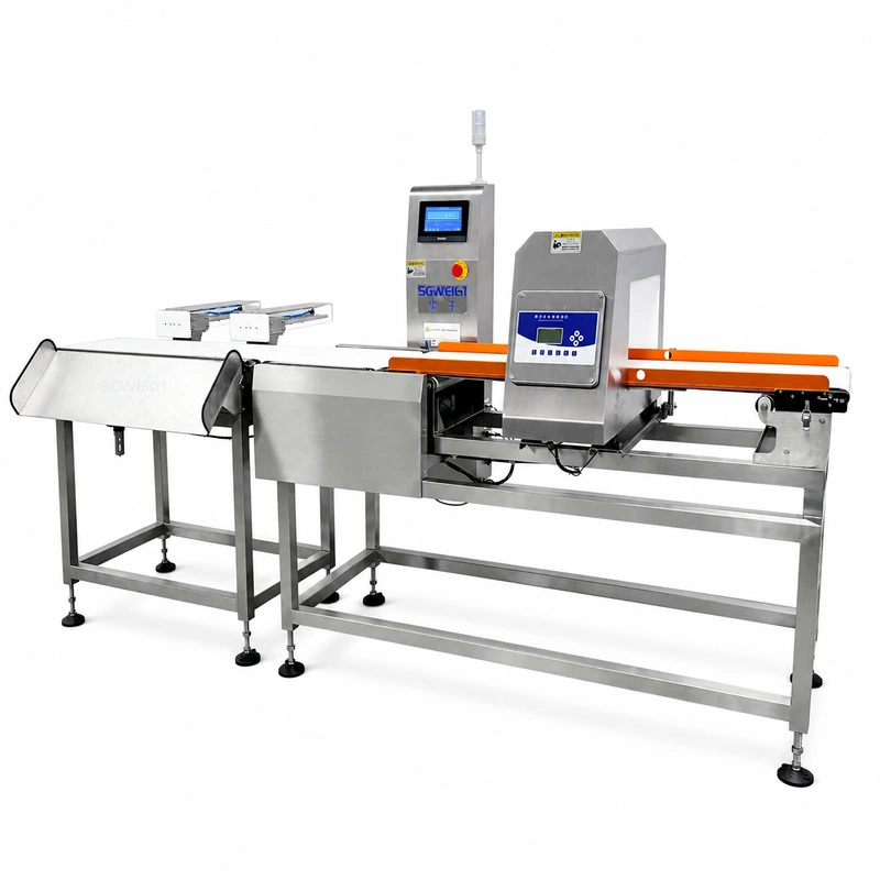 Industrial Combination Checkweigher and Metal Detector System with Dual Reject Systems