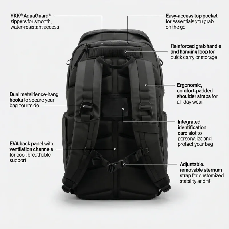 Large Capacity Pickleball Bag Waterproof Lightweight Shoulder Bag for Paddles Balls Accessories