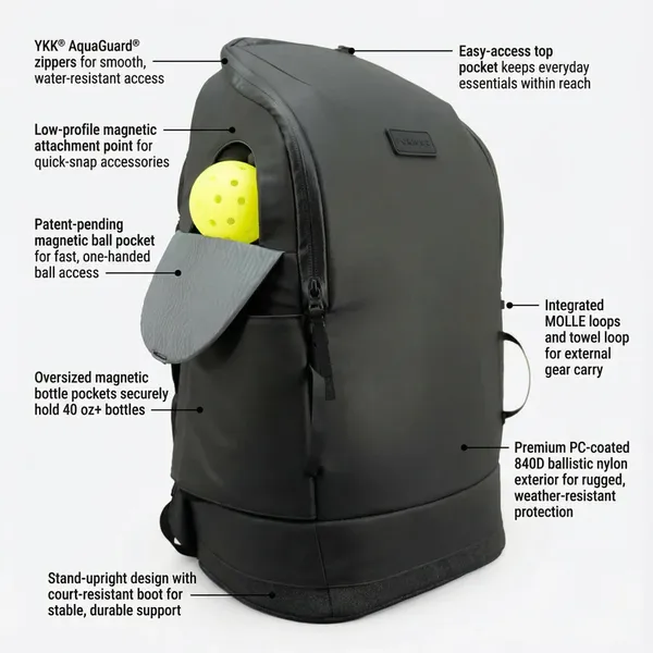 Large Capacity Pickleball Bag Waterproof Lightweight Shoulder Bag for Paddles Balls Accessories