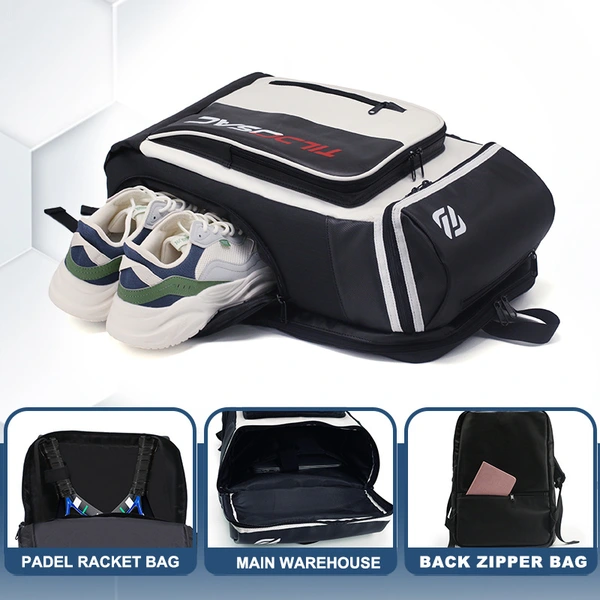 Padel Bag with Shoe Compartment Breathable Waterproof Travel Bag for Court Sports