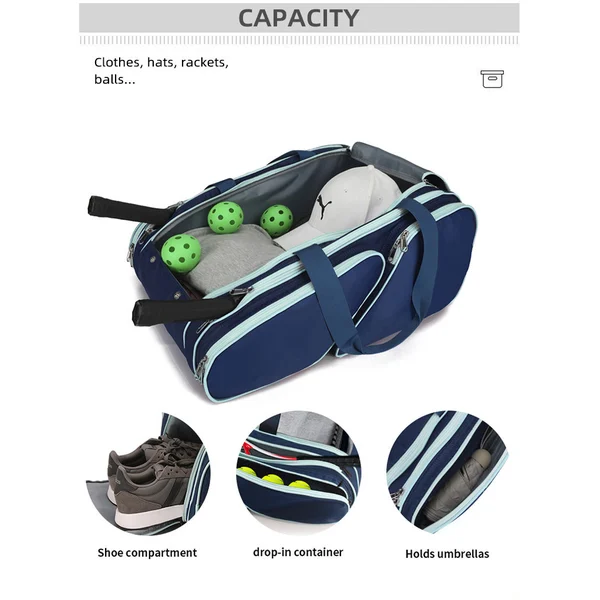 Padel Bag with Shoe Compartment Breathable Waterproof Travel Bag for Court Sports