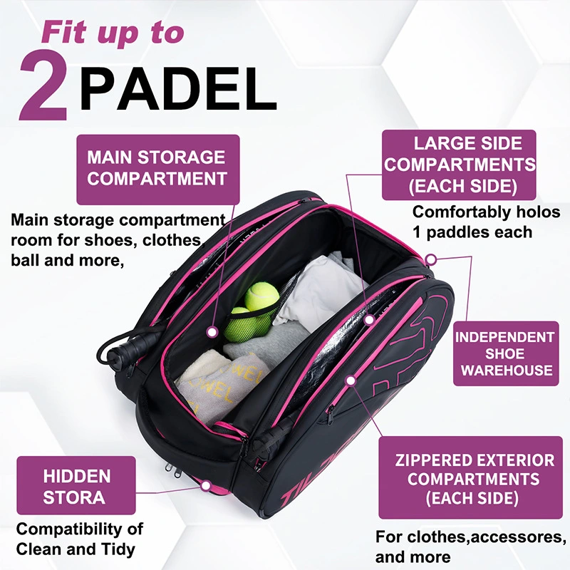 Padel Bag with Shoe Compartment Breathable Waterproof Travel Bag for Court Sports