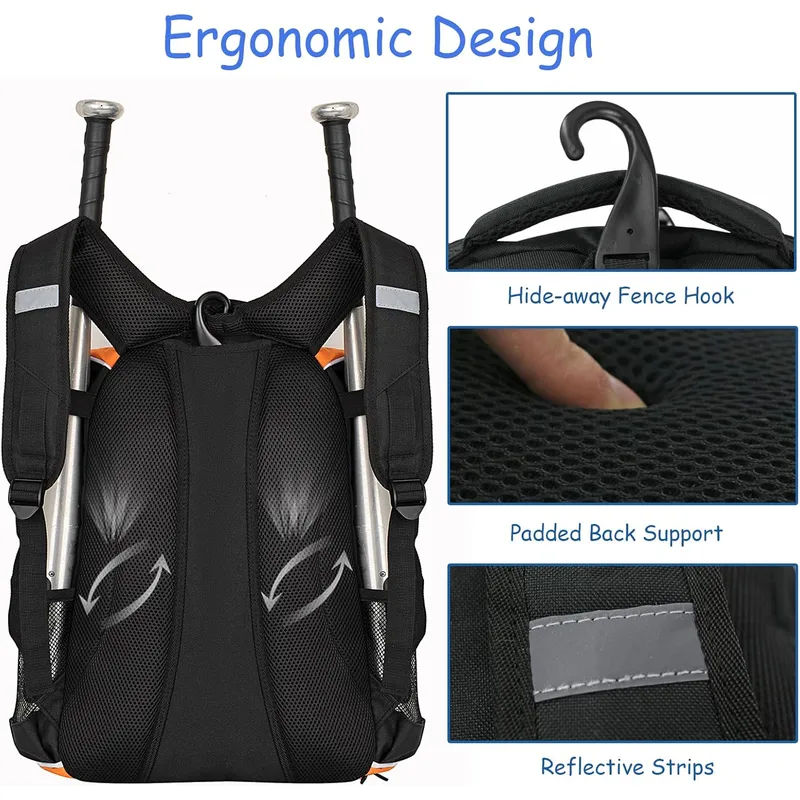 Custom Logo Baseball Bat Bag Portable Multi Compartment Softball Gear Bag
