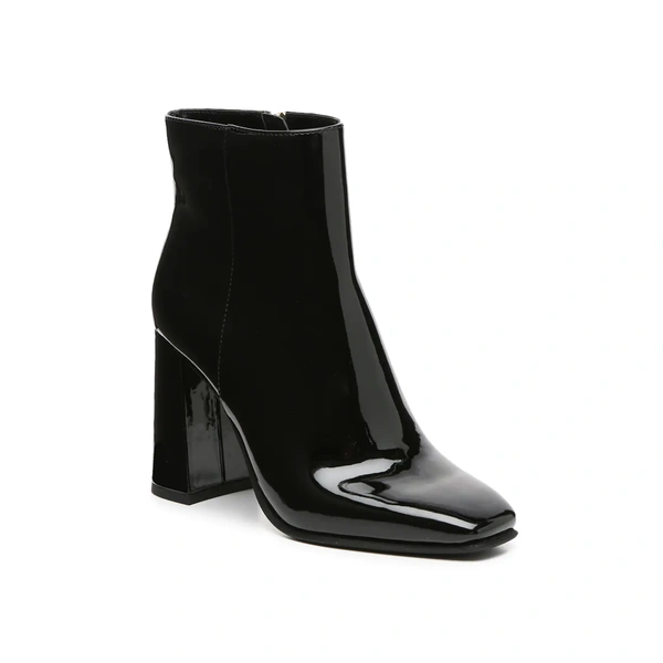 Big block high heel artificial leather made women's boots