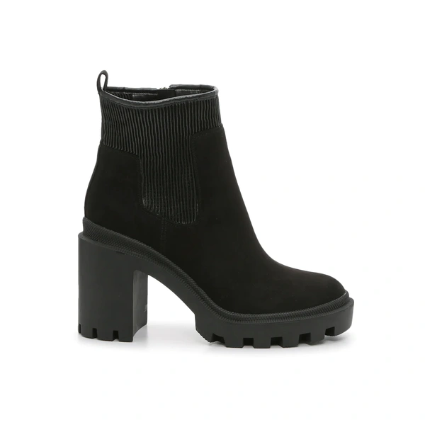 Black fashion high block heel lady's PU suede leather boots