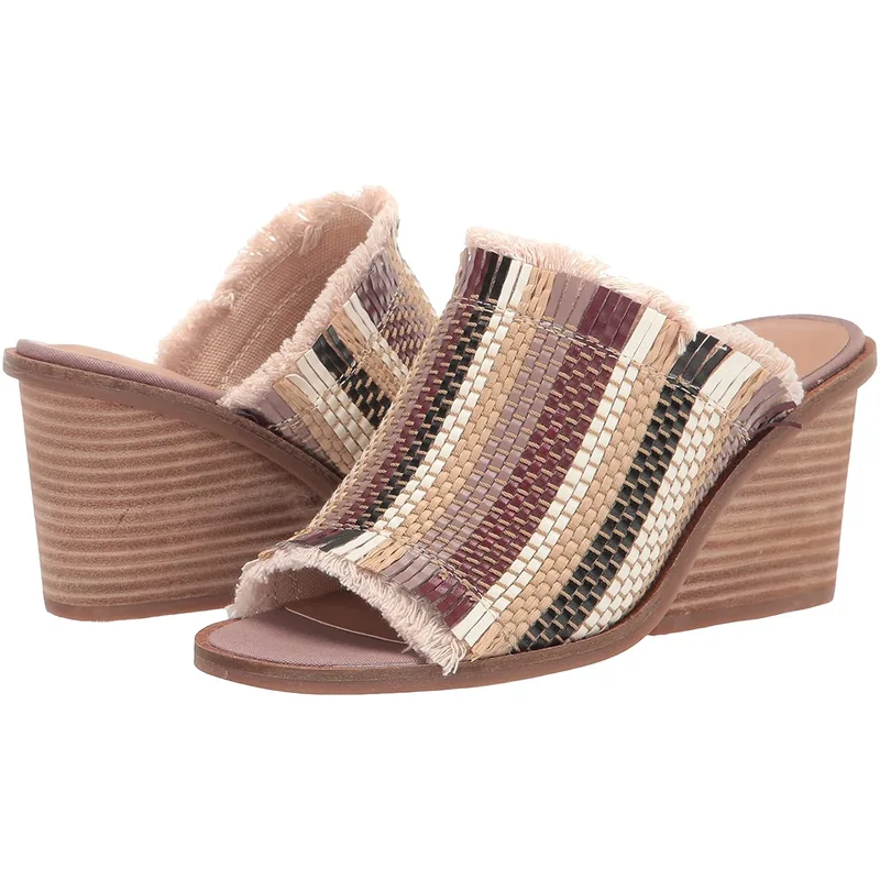 Cheap factory price fashion design weaving vamp wedge sandals