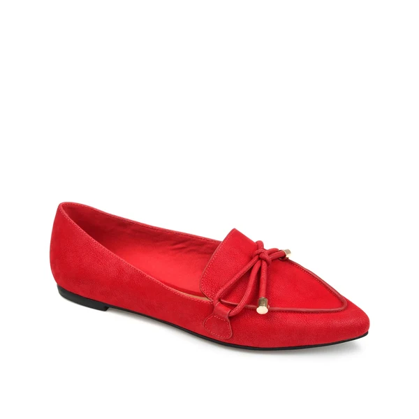 Fashion leisure slip-on PU leather women's red block heel shoes
